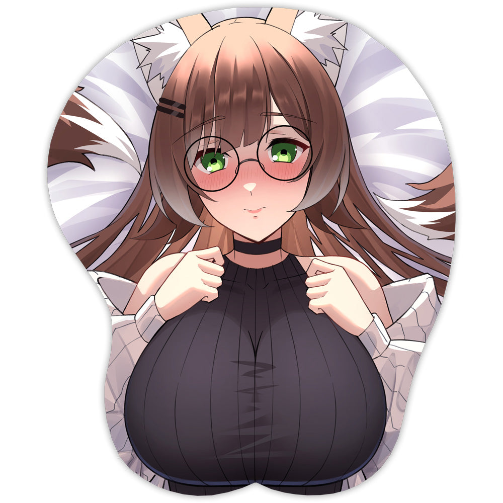 WhiteWolfMeg Twin Tailed Wolf 3D Mousepad