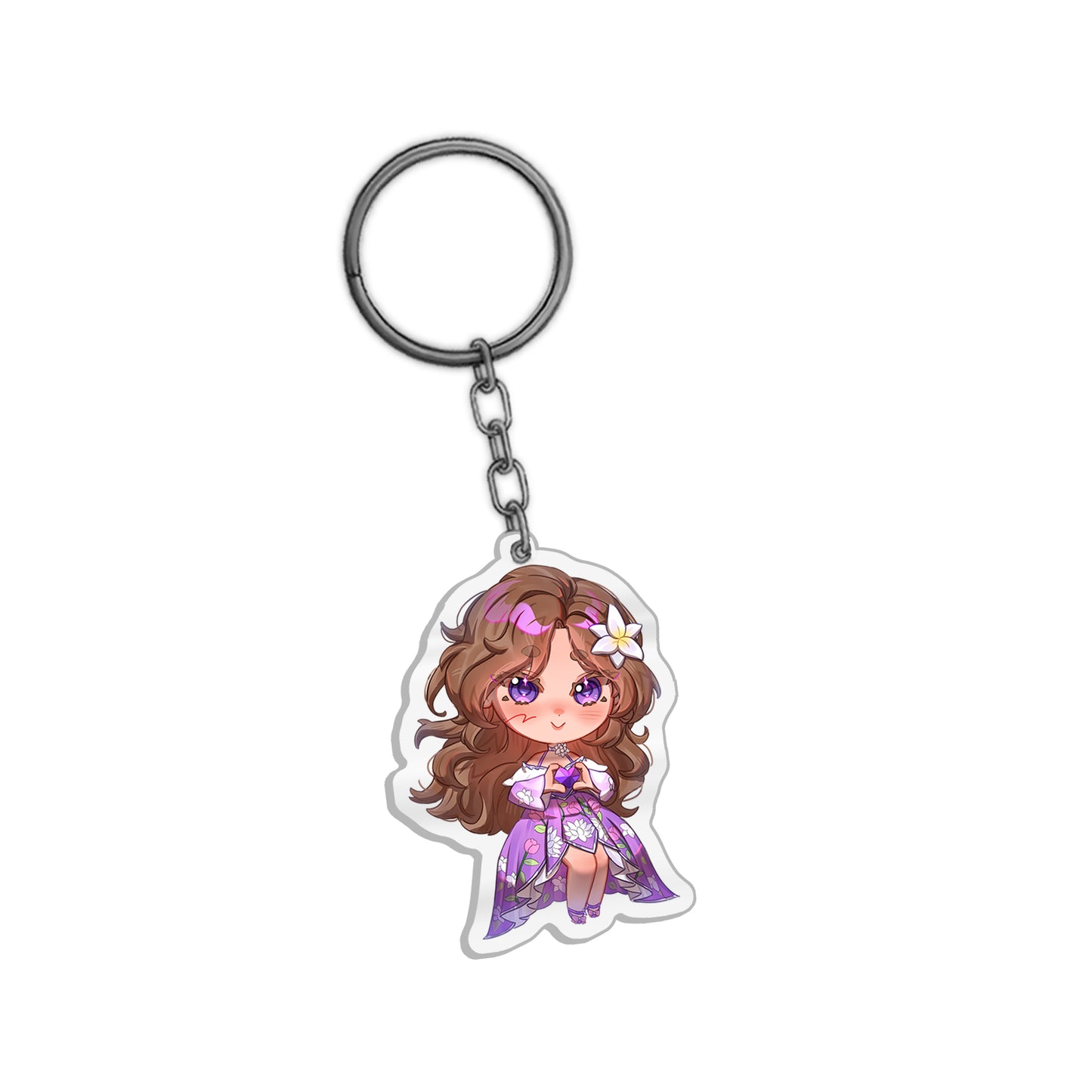 BunnyWinterLily Heart Keychain