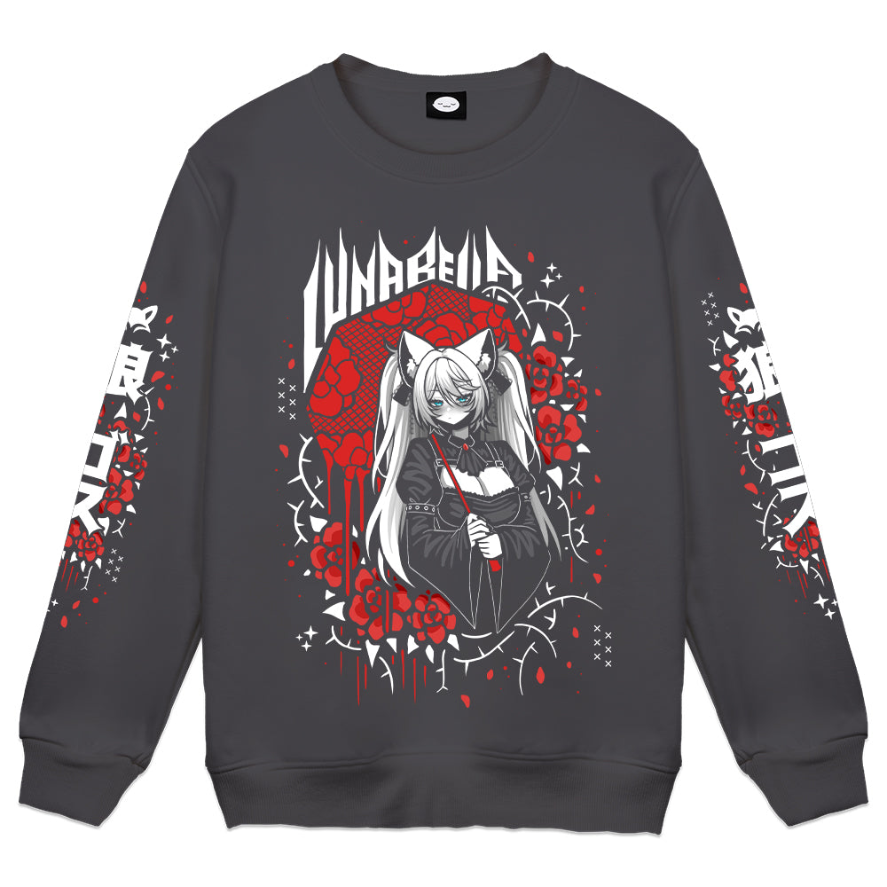 Luna Bella "Bleeding Roses" Crewneck - Charcoal