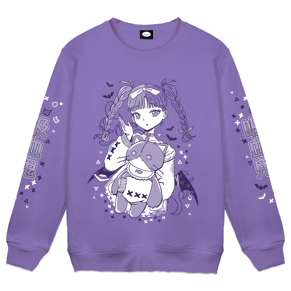 MaimeMeow Blood Bag Sleepover Purple Crewneck