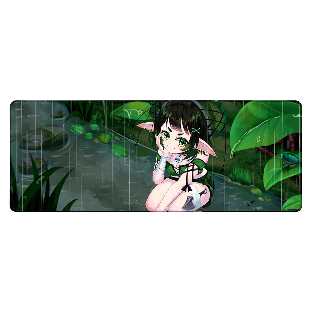 Hina Gabu "Ribbit in the Rain" XL Mousepad