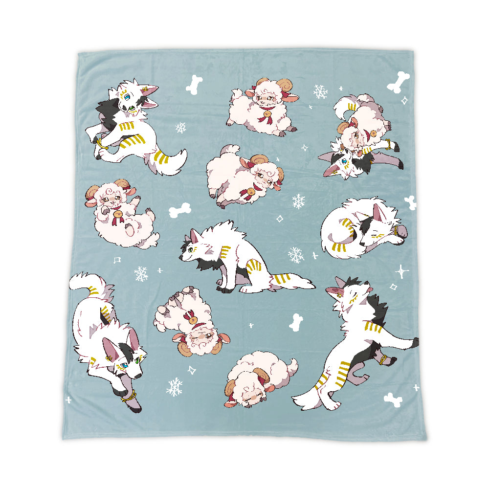 Winterwolve "Wolf & Sheep" Blue Blanket
