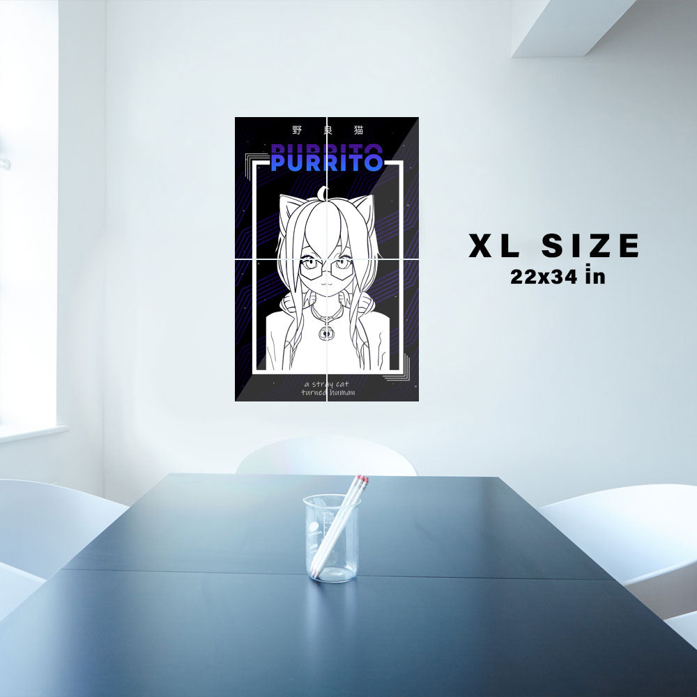 A Stray Cat Anime Wall Art (Breakfast Purrito)