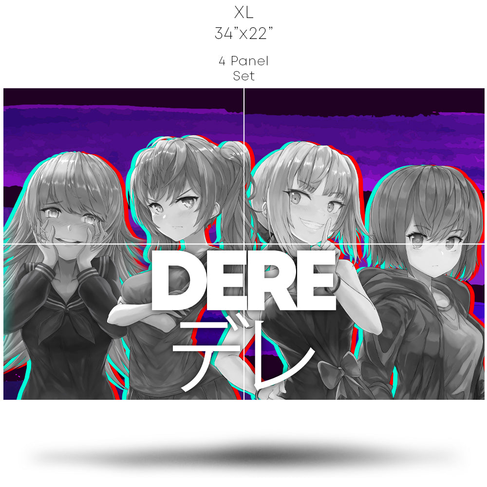 DERE Grayscale Theme Anime Poster