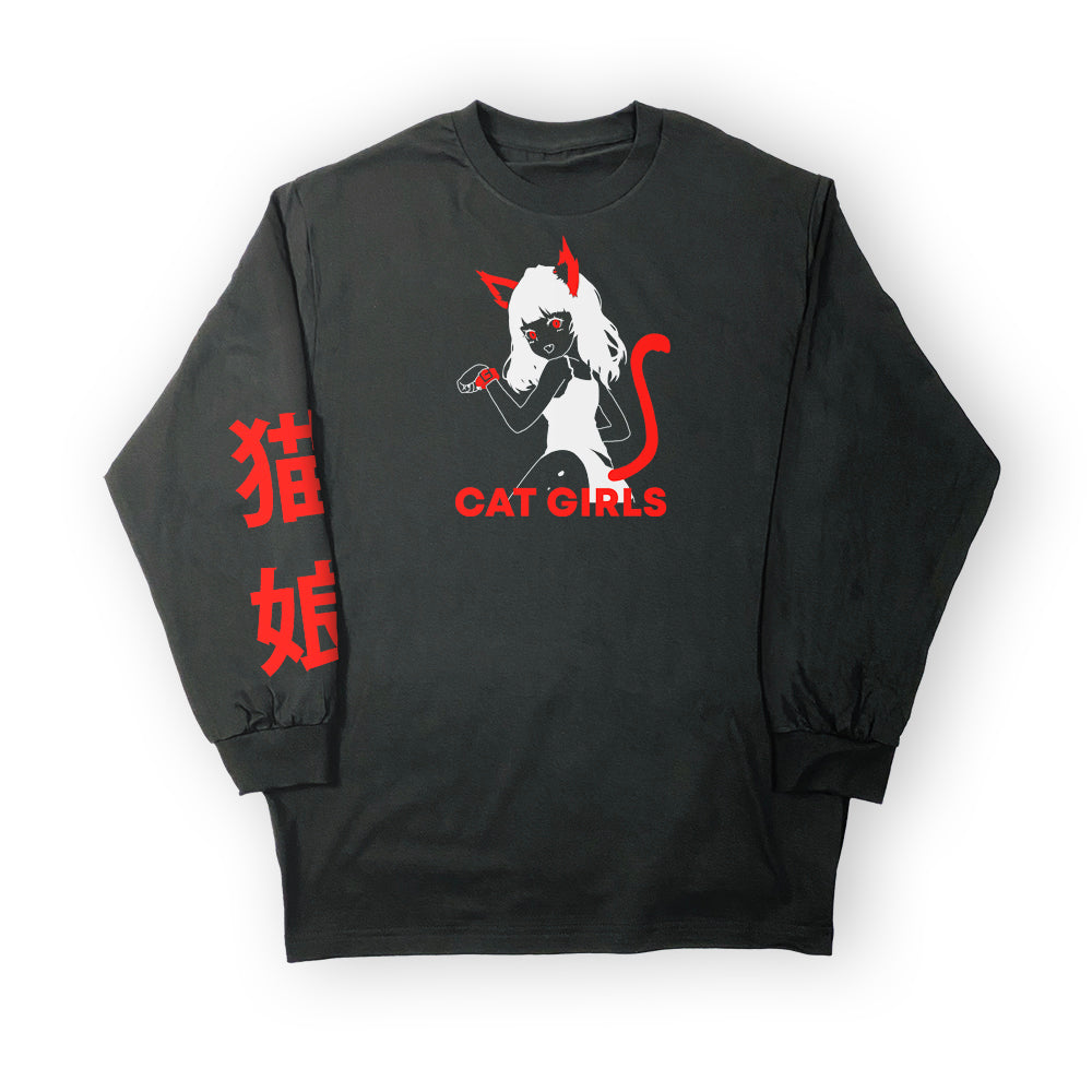 Cat Girls Anime Long Sleeve Tee