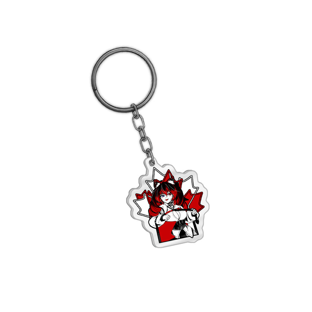 SKTKawaiiNeko Red Maple Loving  Keychain