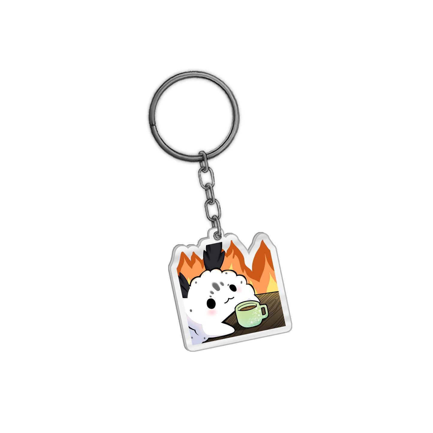 RiceyVT This Is Fine Keychain