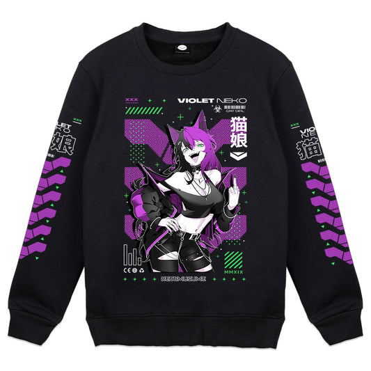 TheVioletNeko Degen Cat Girl Crewneck