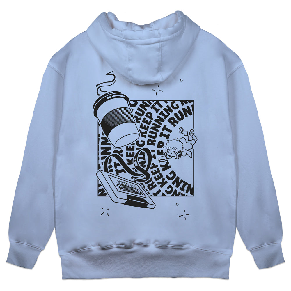 Itscoffeerun Keep It Running Light Blue Hoodie