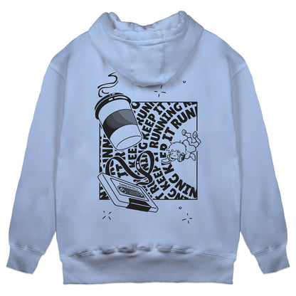 Itscoffeerun Keep It Running Light Blue Hoodie