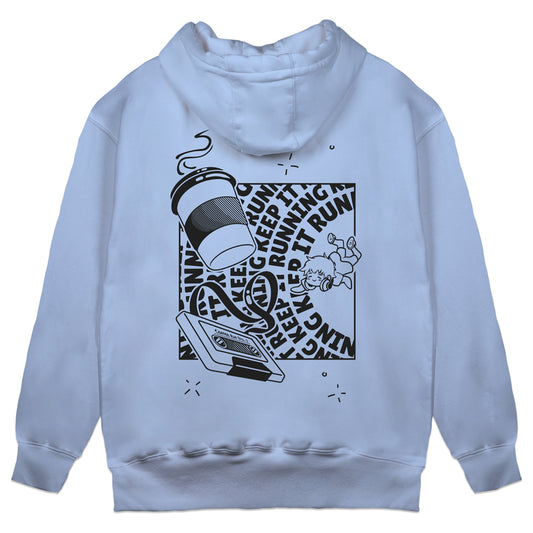 Itscoffeerun Keep It Running Light Blue Hoodie