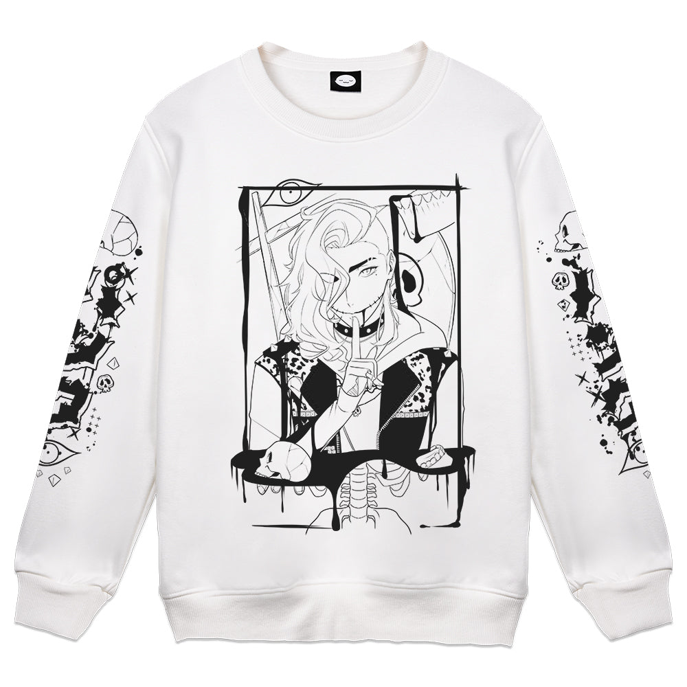 DamienDreadVT Horror Punk White Crewneck