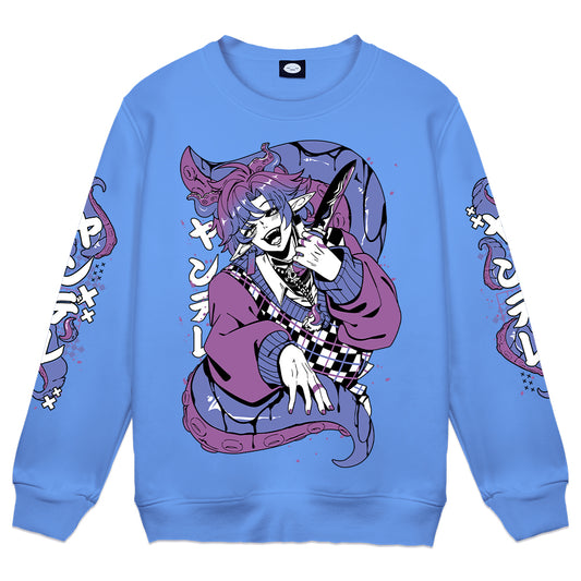 yanderegg Yandere Tentacles Blue Crewneck