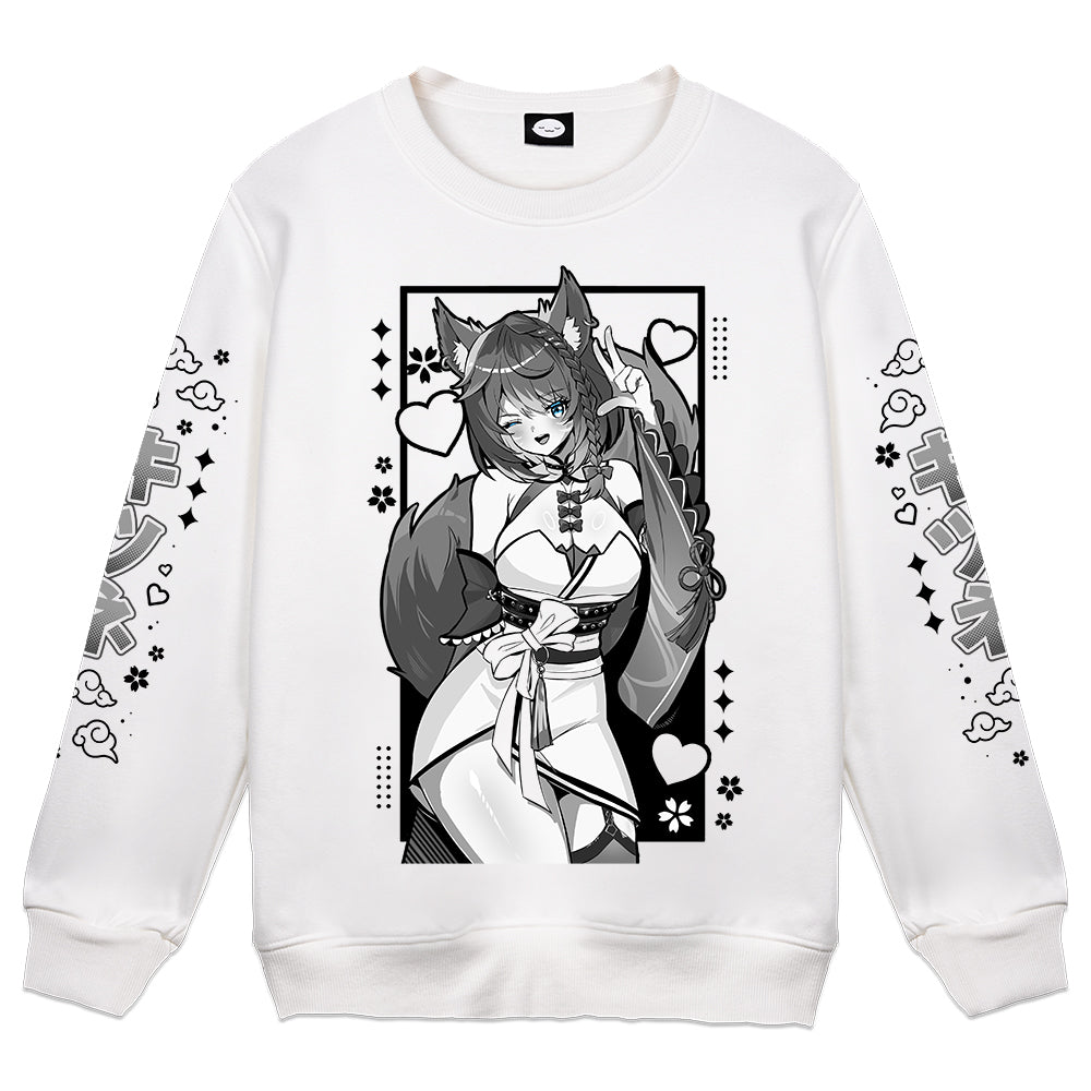 SarahAces "Mikon" White Crewneck