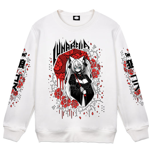 Luna Bella "Bleeding Roses" Crewneck - White