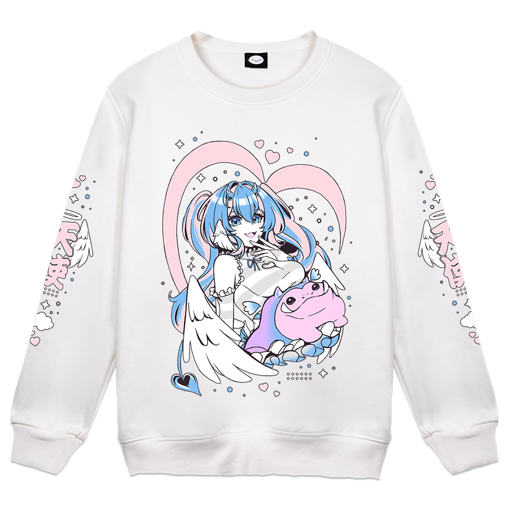 Angelbitez "The Angel & The Nom" White Crewneck