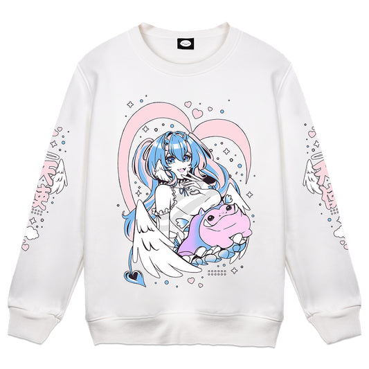 Angelbitez "The Angel & The Nom" White Crewneck