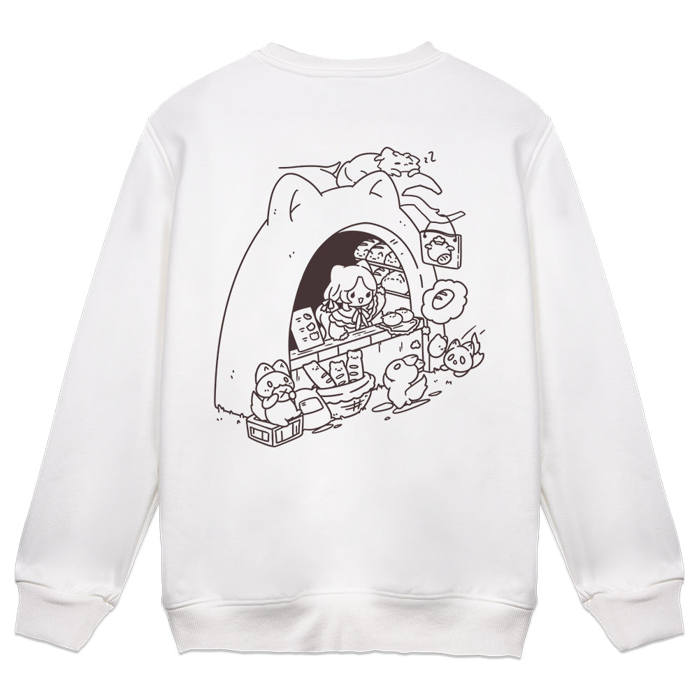 Suirie "Pop-up Bakery - Lines" White Crewneck
