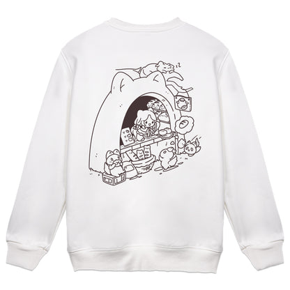 Suirie "Pop-up Bakery - Lines" White Crewneck