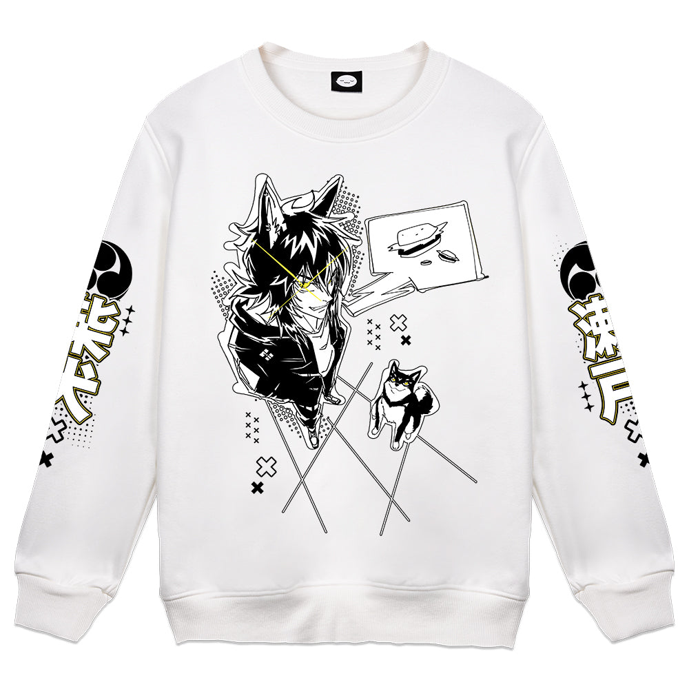 ShibaSeto "Burger" White Crewneck