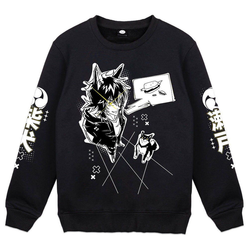 ShibaSeto "Burger" Black Crewneck