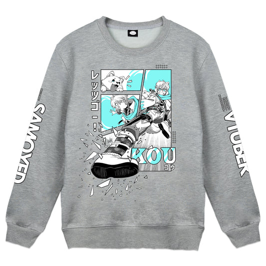 Koummand "Let's Go, Kou!" Gray Crewneck