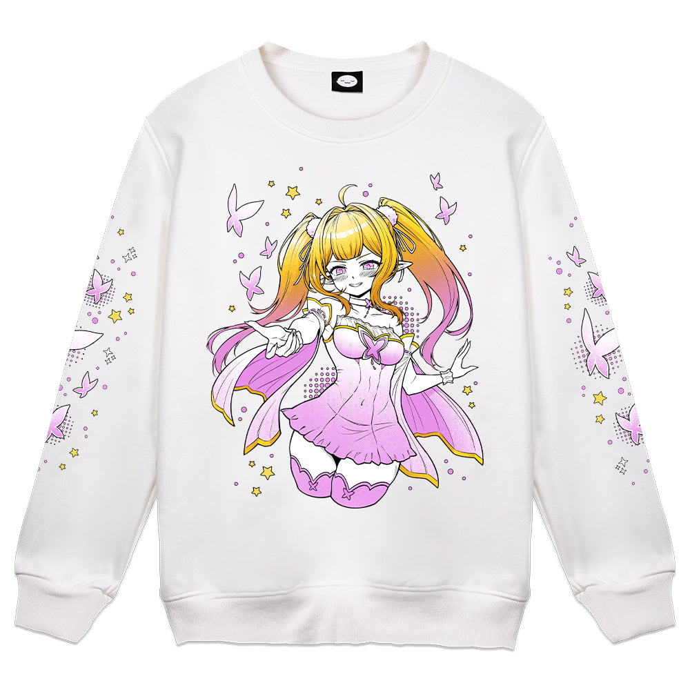 PeachyPiwie "Butterflies & Dreams" White Crewneck
