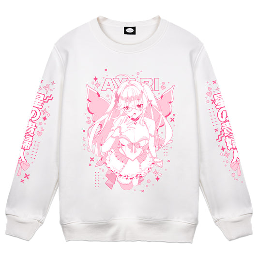 Ayari Sapphire 'Pink Shift' White Crewneck