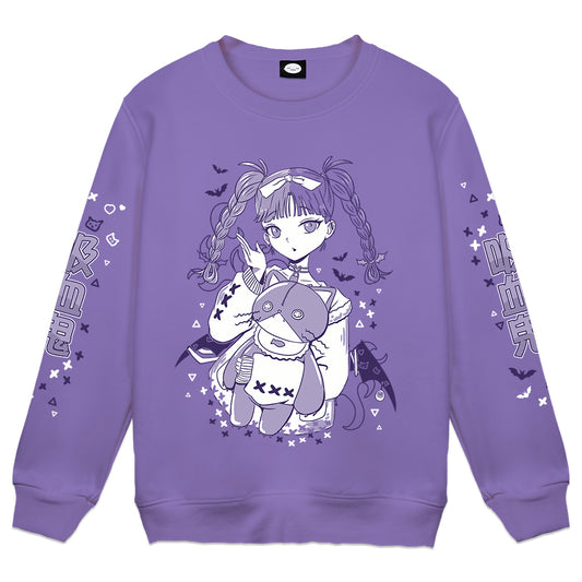 MaimeMeow Blood Bag Sleepover Purple Crewneck