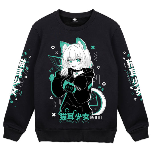lovelymontana "Retro Catgirl" Crewneck