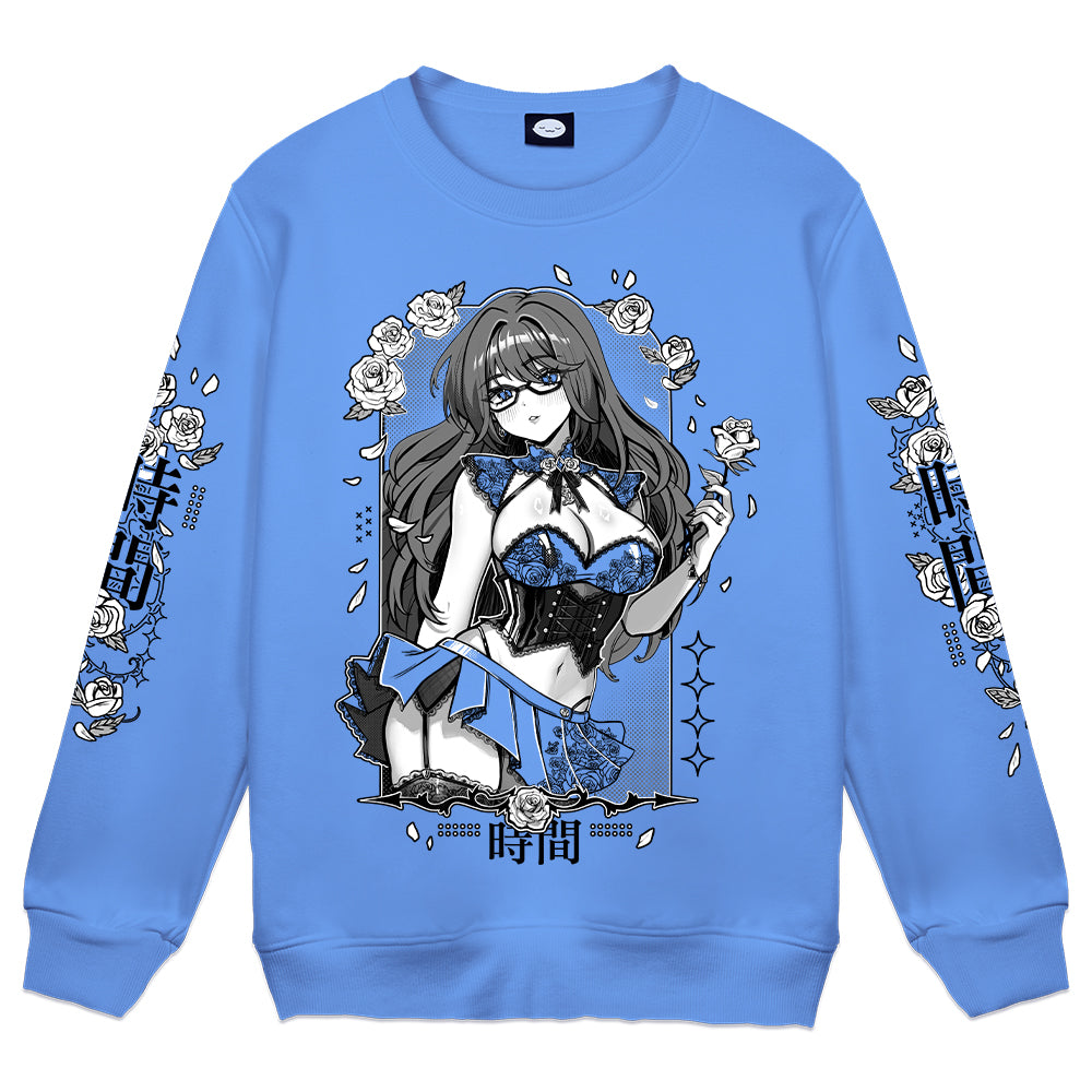 NomadicWhovian Waifu Blue Crewneck