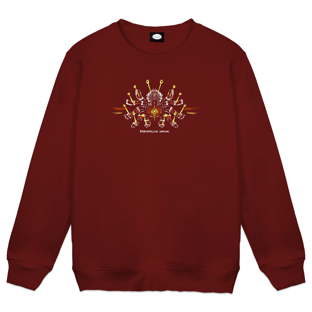 xcreepi the Red Knee Tarantula Dark Red Crewneck