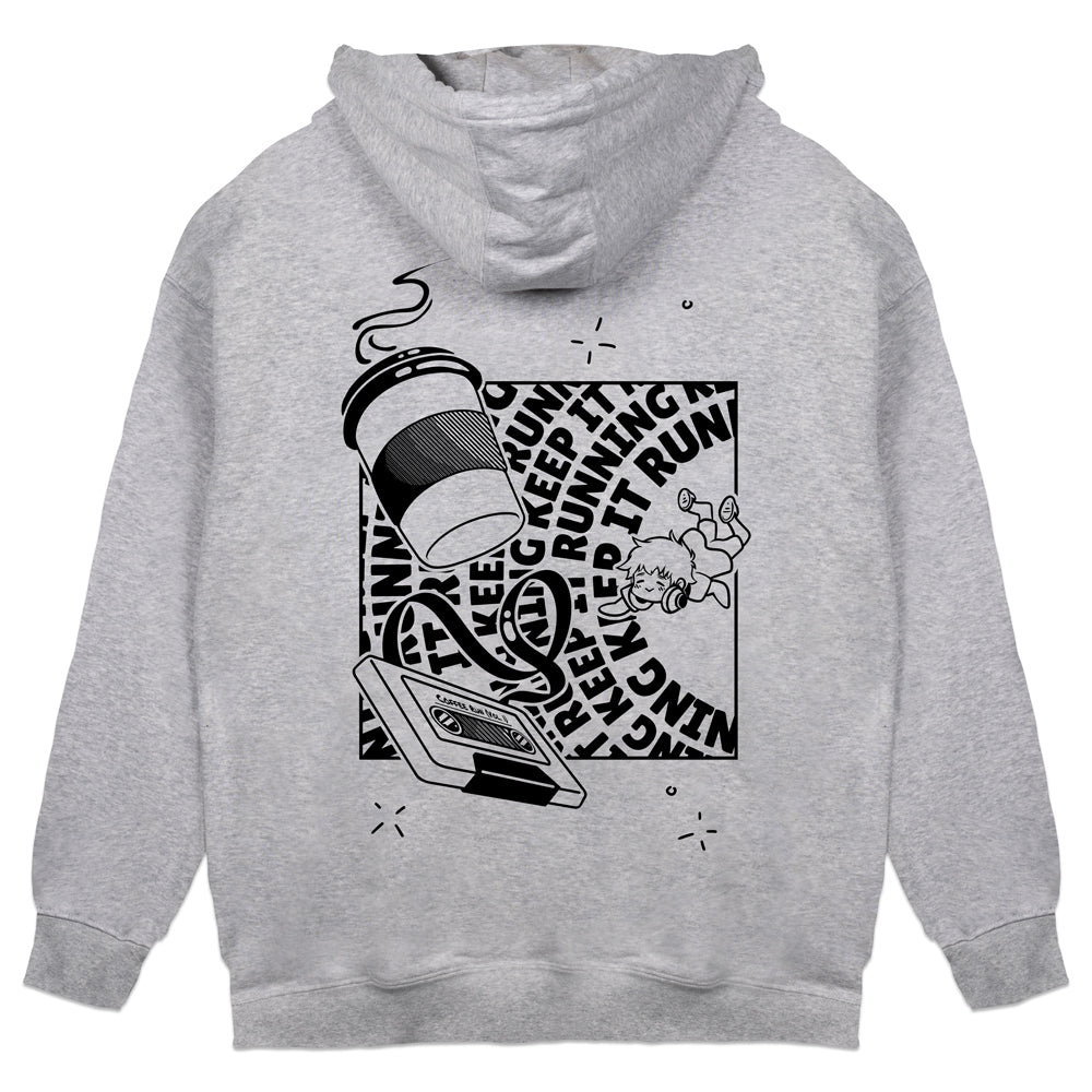 Itscoffeerun Keep It Running Heather Grey Hoodie