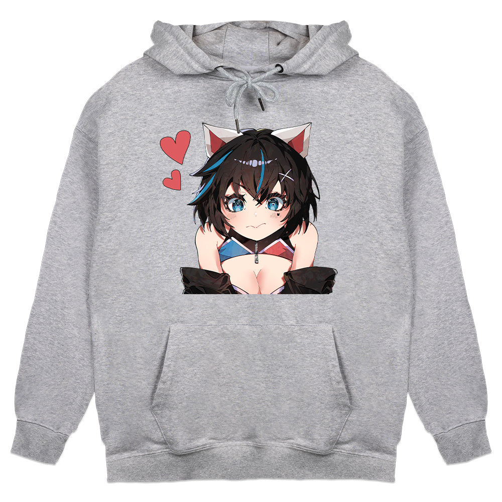 NekoReen My Oshi Meows Hoodie in heather grey