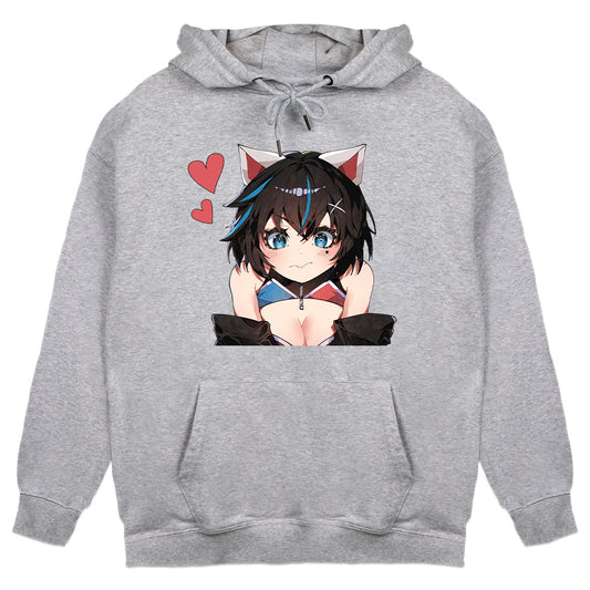 NekoReen My Oshi Meows Hoodie in heather grey