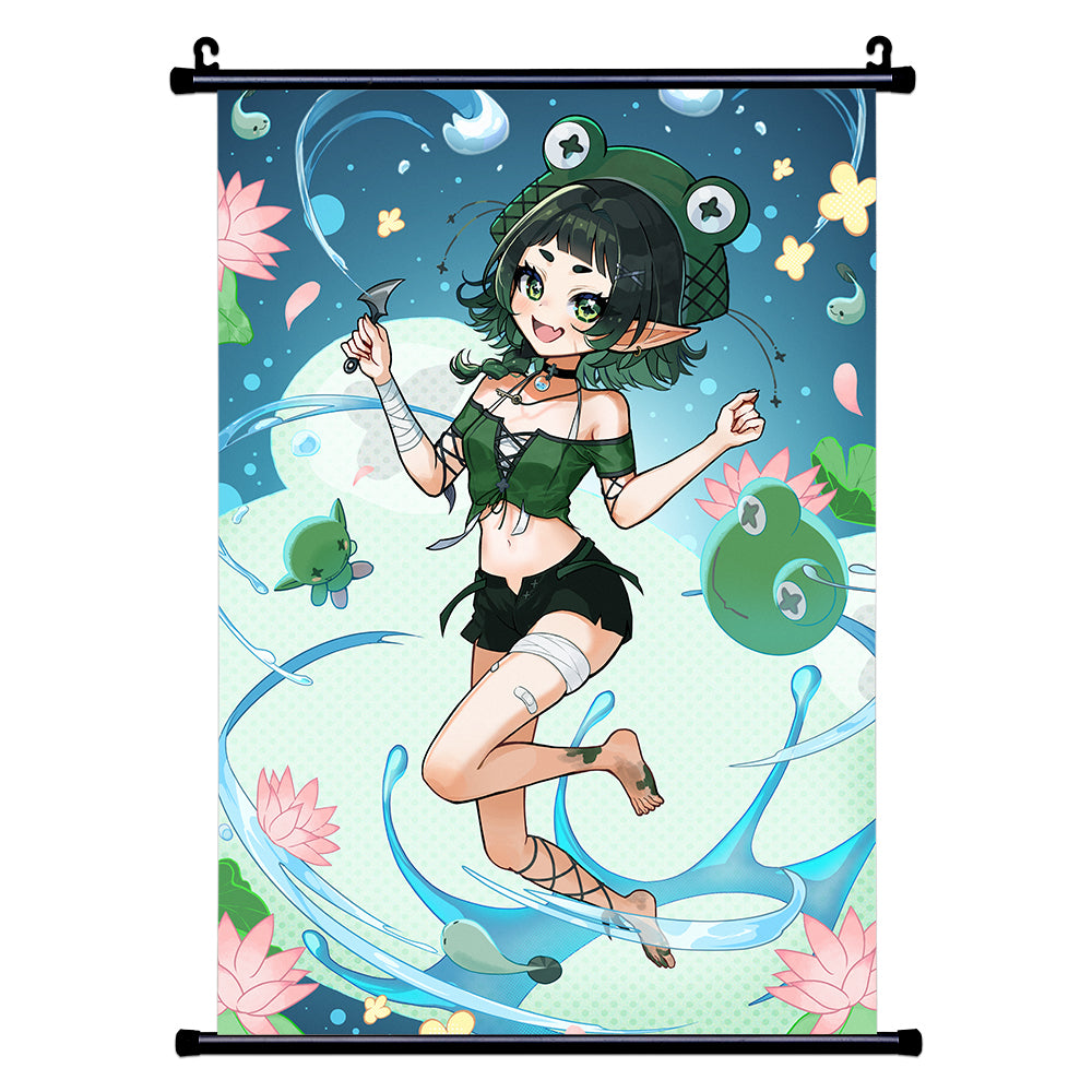 Hina Gabu "Frog and Frolic" Wall Scroll