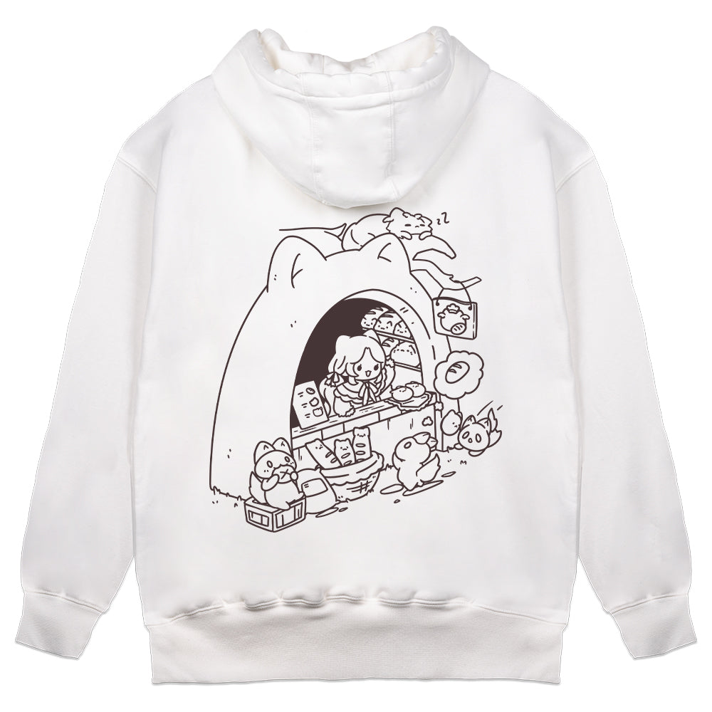 Suirie "Pop-up Bakery - Lines" White Hoodie