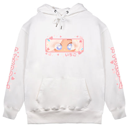 MenguStrawbs "Strawberry Sip" White Hoodie