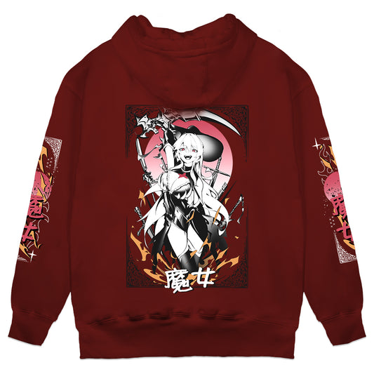 Mizuz Fire Witch Smile Dark Red Hoodie