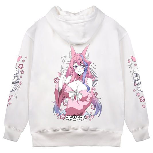 Nerosune Sakura Fox White Hoodie