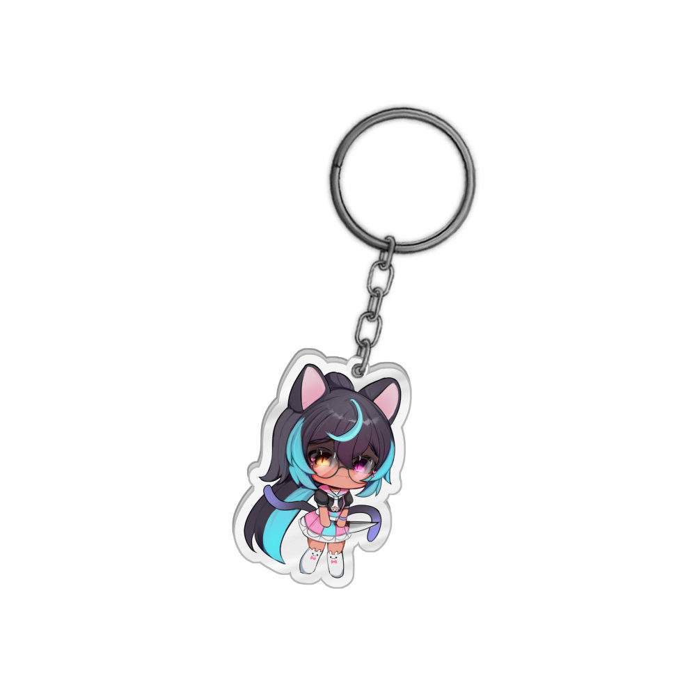 Kittyflute Contemplating Keychain