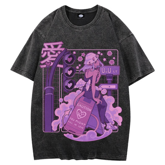 LUCIDIT.Y  UwU St Acid Wash T-Shirt