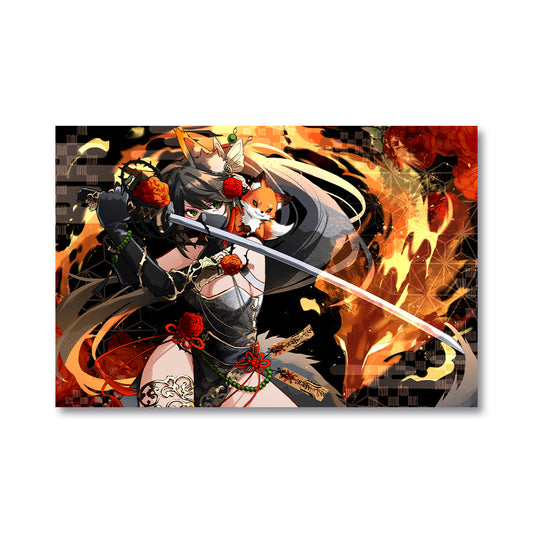 KitsuneNoKokoro Flames and Roses Poster