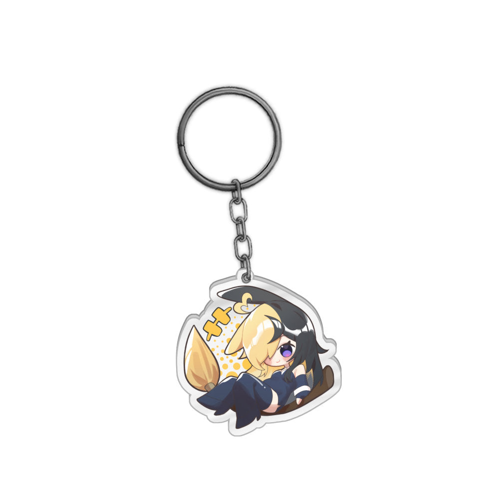 Spellydoesart Chibi Bunny Broom Keychain