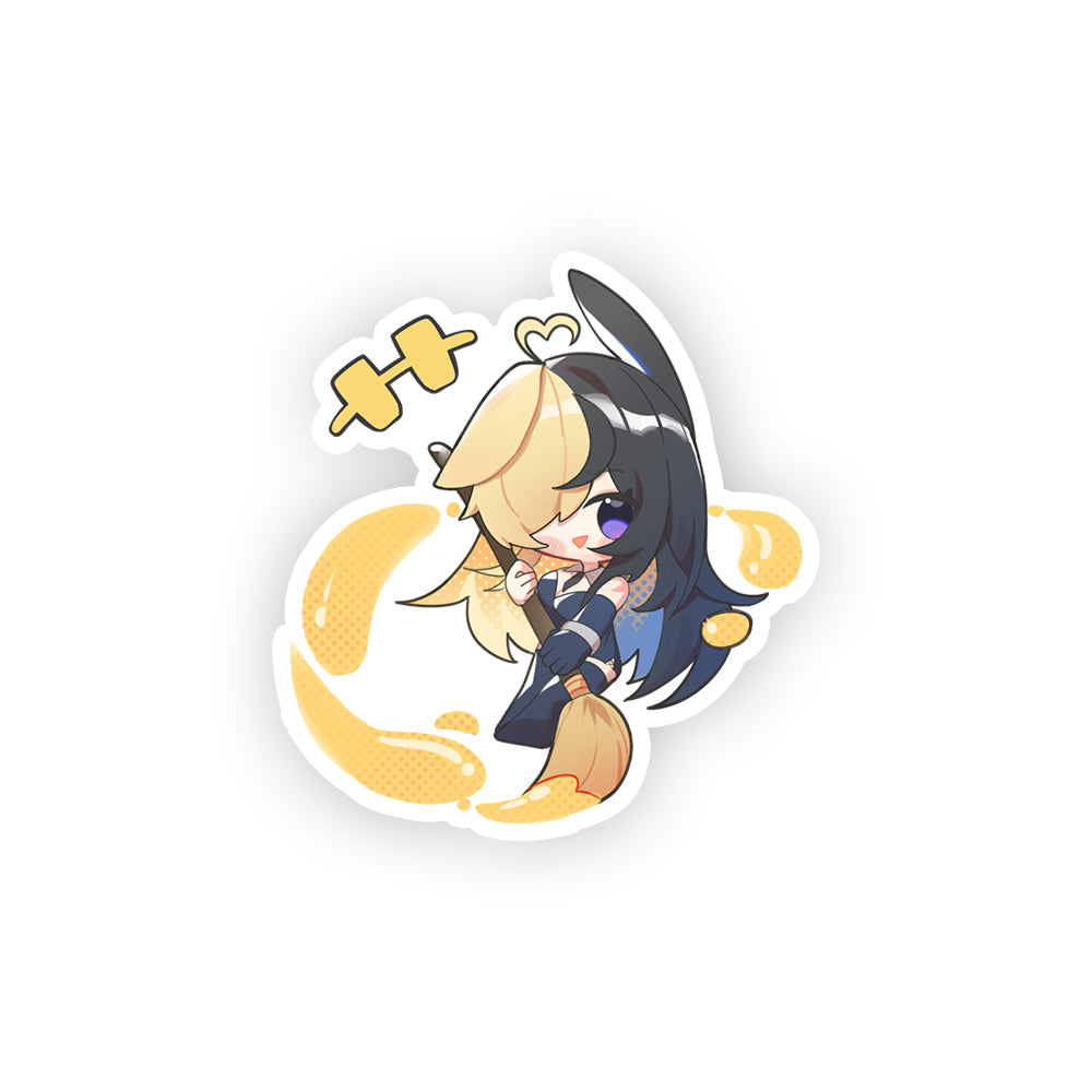 Spellydoesart Chibi Broom Painting Sticker
