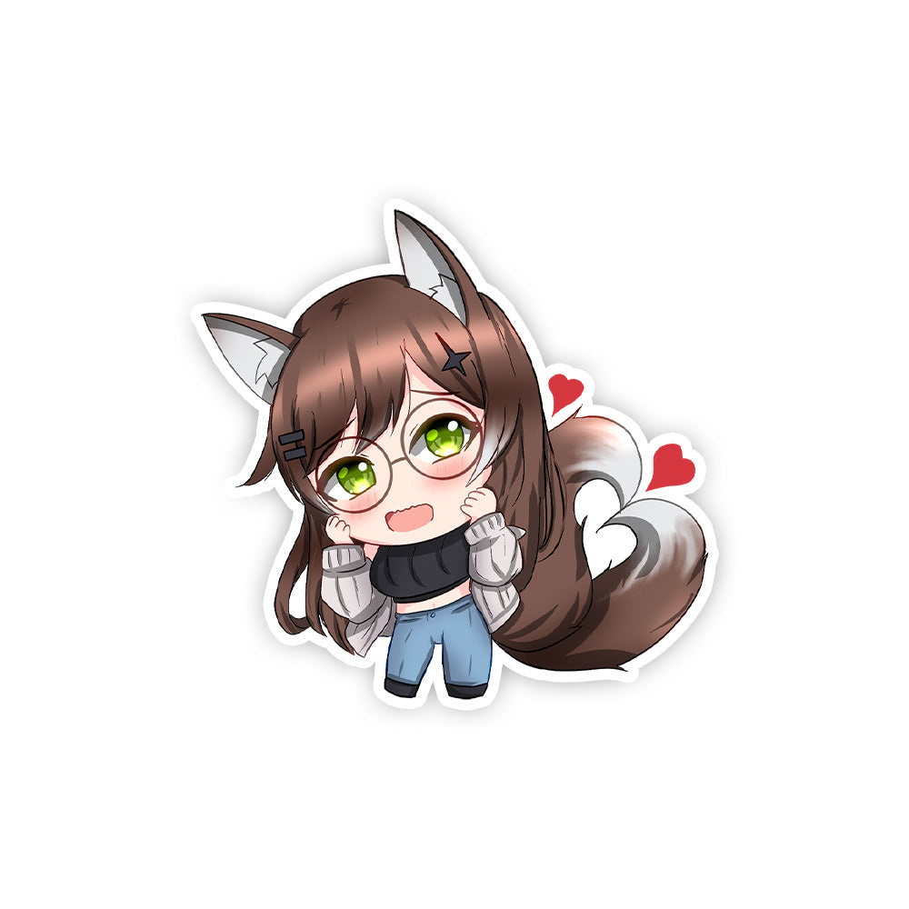 WhiteWolfMeg Twin Tailed Wolf Sticker