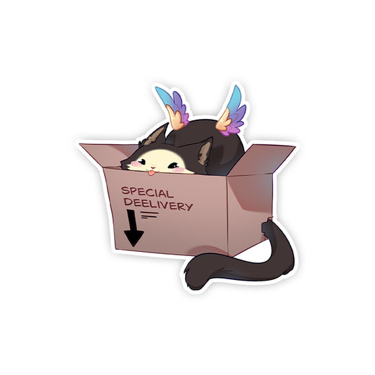 Dee_the_Sphinx Box Cat Sticker