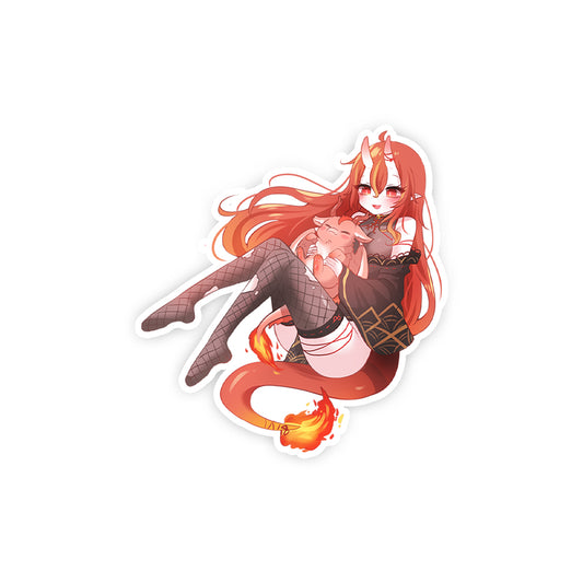 FireOniRei Dragon Cuddle Sticker