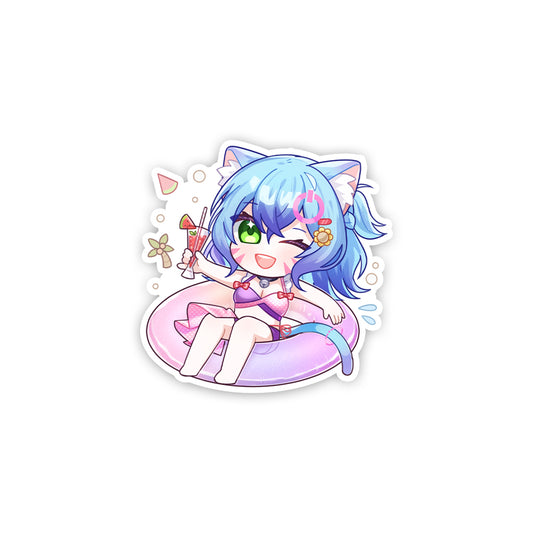 PixcatOS Floaty Chibi Sticker