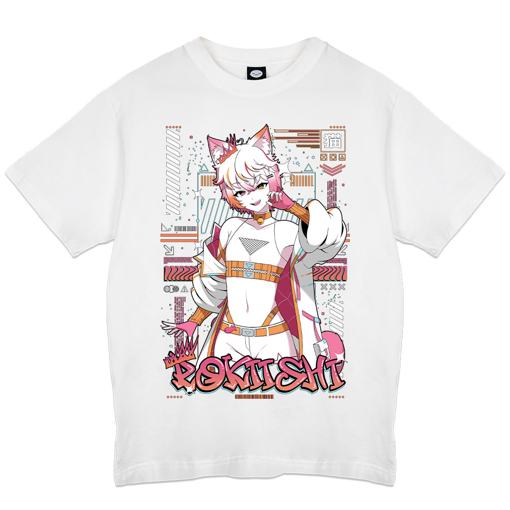 Rokiishi "Silly Catboy" White T-Shirt